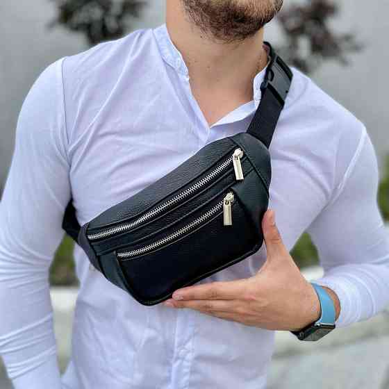 Мужская кожаная бананка, кожаная сумка бананка через плечо, мужская кожаная бананка на пояс Киев