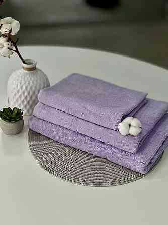 Комплект полотенец однотонных Ideal Textile 40х70+50х90+70х140 см 400 г/м2 (56860941) ліловий Черновцы