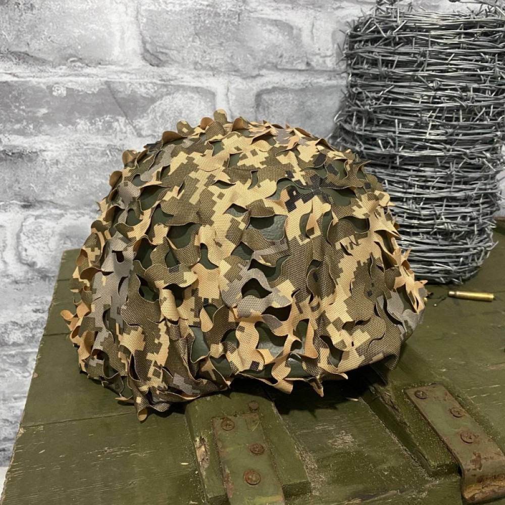 Кавер чохол для каски з прорізами Вільха маскувальний для шолому ЗСУ Піксель Одеса - фото 1