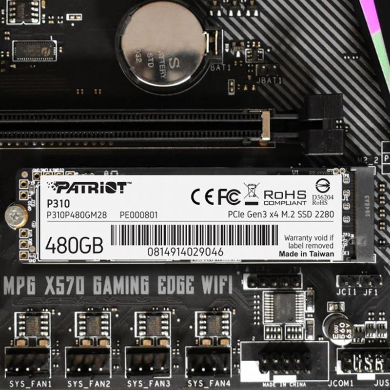 Накопичувач SSD 480GB Patriot P310 M.2 2280 PCIe NVMe 3.0 x4 TLC (P310P480GM28) M.2 2280 Харків - фото 6