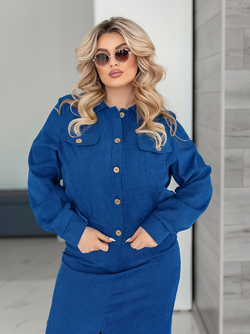 Жіночий костюм з мікровельвету Favorit 46-48, Джинс Київ - фото 4