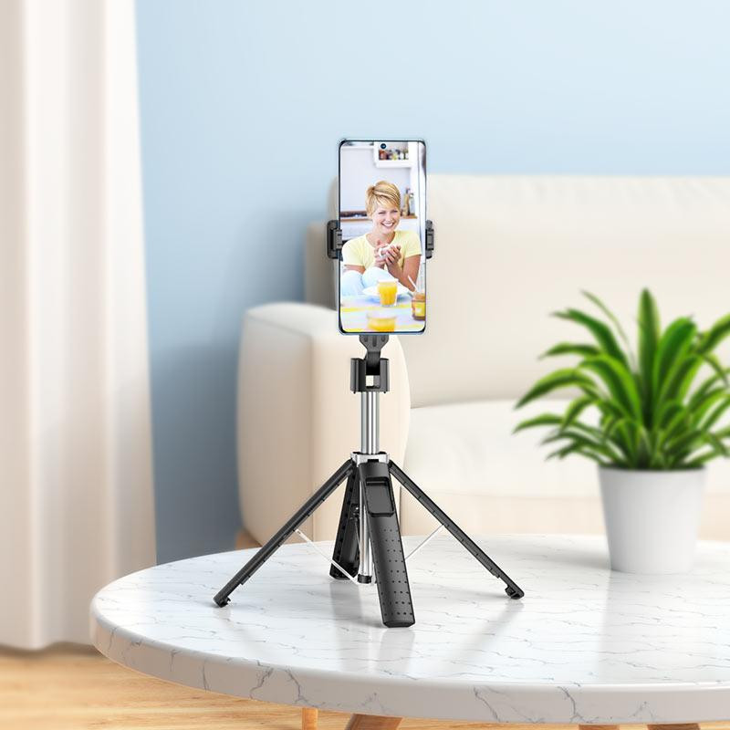 Селфі-монопод HOCO K18 Wave four-leg live broadcast holder Black Одеса - фото 8