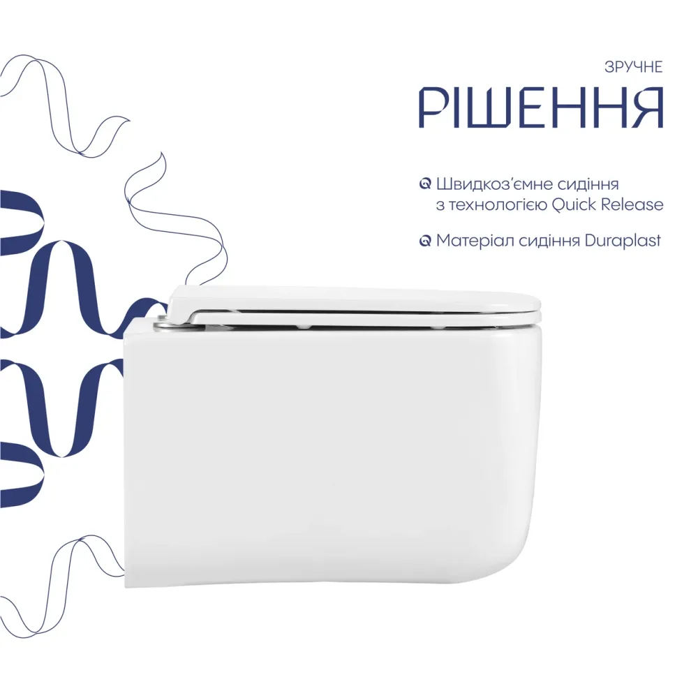 Унітаз підвісний Qtap Gemini Ultra Quiet 485×340×350 мм, White, із сидінням Slim Duroplast/Soft-close/Quick Release Київ - фото 12