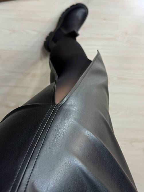 Спідниця жіноча Gritana 125 з екошкіри з розрізом міді пряма чорна, чорний, 2XL Київ - фото 4