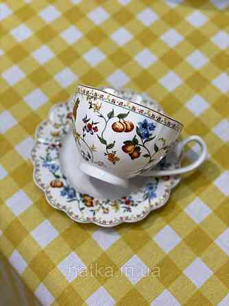 ЧАЙНЫЙ НАБОР 1 ЧАШКА 1 БЛЮДЦЕ "BERRY" 250 мл БЕЛАЯ ФРУКТЫ ЯГОДЫ Київ