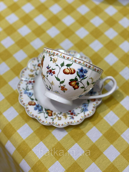 ЧАЙНЫЙ НАБОР 1 ЧАШКА 1 БЛЮДЦЕ "BERRY" 250 мл БЕЛАЯ ФРУКТЫ ЯГОДЫ Київ - фото 2