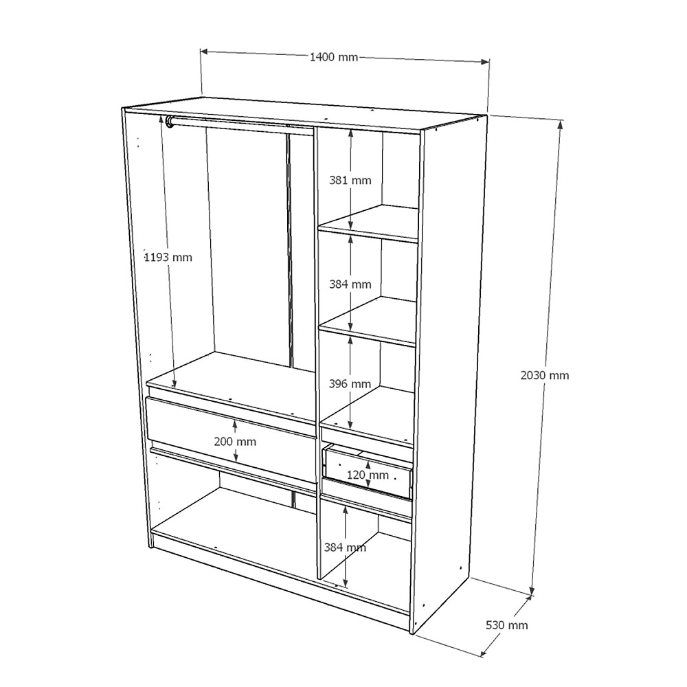 Шкаф распашной для одежды с выдвижными ящиками (полки - штанга) Эверест Стайл-1400 140х53х203 см Кашемир/Канелла (DTM-073576) Львов - изображение 4