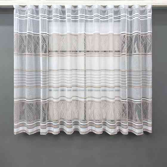 Короткий тюль VR-Textil 1954т Жаккард Белый с капучино 300х145 см (42-0902) Киев