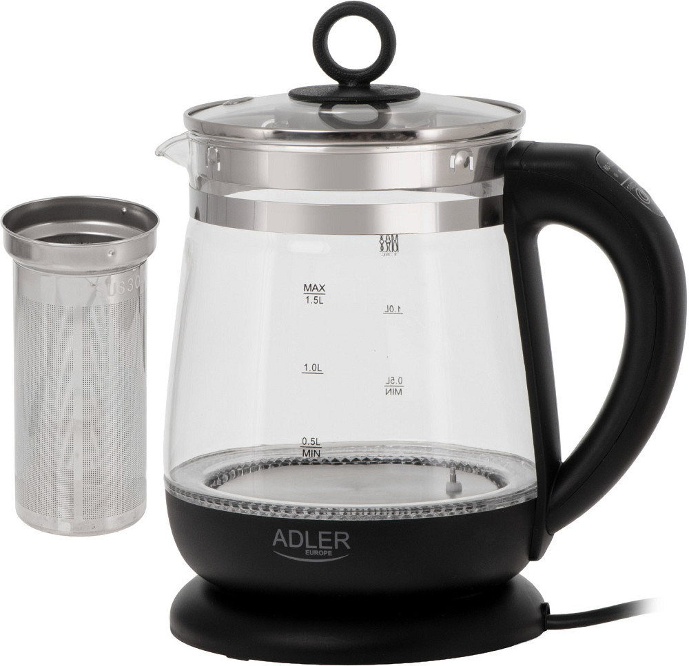 Електрочайник Adler AD 1299 1850-2200Вт/ 1.5л/ скло/ заварник/ встановлення температури/ чорний Вінниця - фото 6