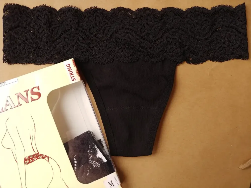 Стрінги мереживні чорні бавовна 2 шт. в уп Lans 22/030 M Київ - фото 7