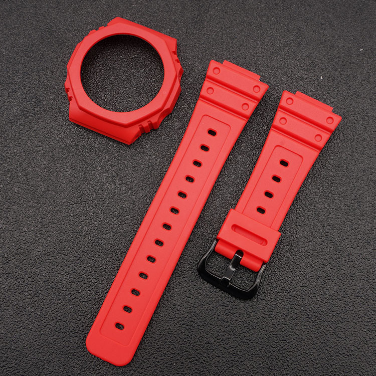 Ремешок + безель (рант) для Casio G-Shock GA-2100/GA-2110 Red Black SBR Київ - фото 2