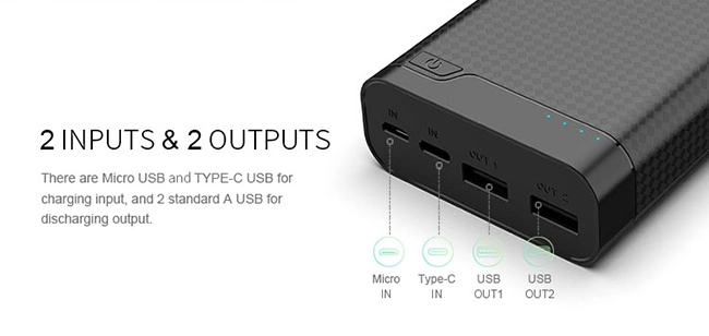 Зовнішній акумулятор Power Bank Pineng PN-932 20000mAh Чорний Вінниця - фото 4