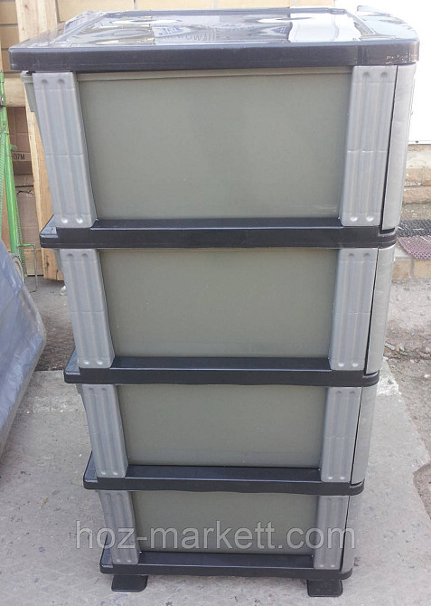 Комод пластиковий сірий "сітка" на 4 ящики виробництво Україна Харків - фото 6