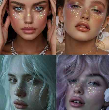 Голографічні наклейки для обличчя «Сонячні плями» з блискітками, водостійкі тату-наклейки Київ