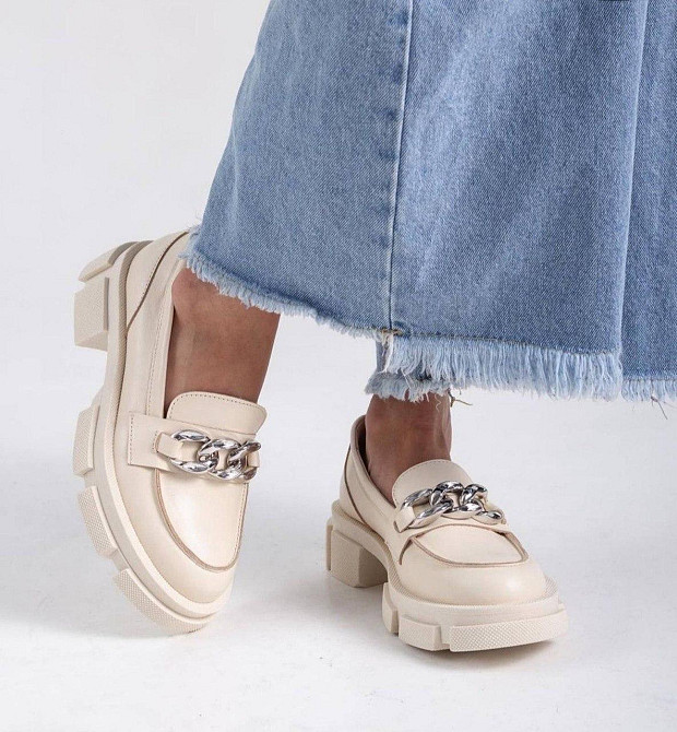 Туфлі жіночі GREMMY 200 цепи бежеві (весна-осінь, шкіра натуральна) (5355) 37р.39р.40р.41р. 41 Коломия - фото 1