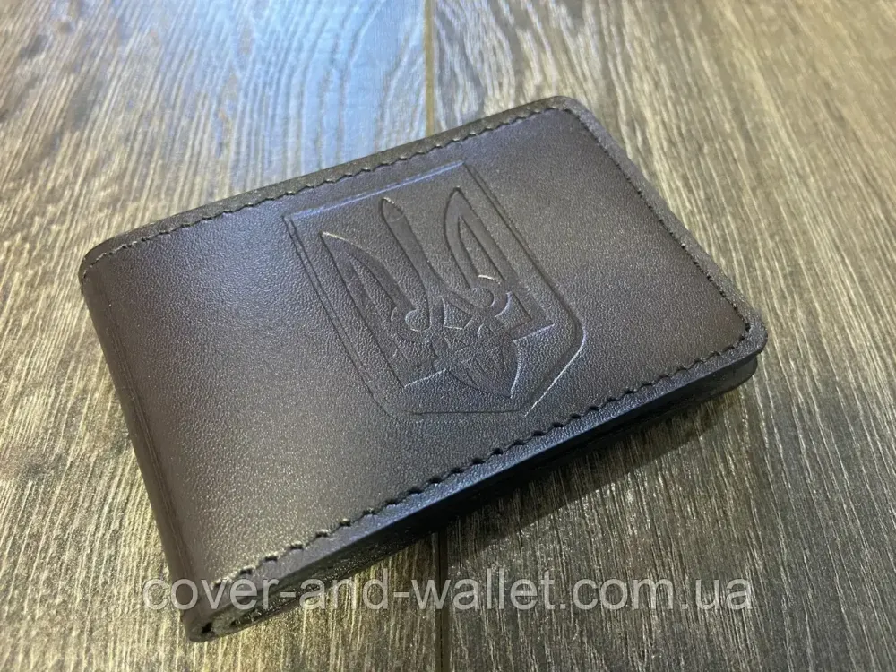 Шкіряна обкладинка для ID-паспорта та авто документів з гербом України на три відділення P-Leather Київ - фото 4