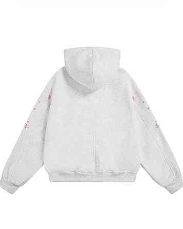 Женский утепленный оверсайз худи с принтом сакуры трехнить на флисе Одесса