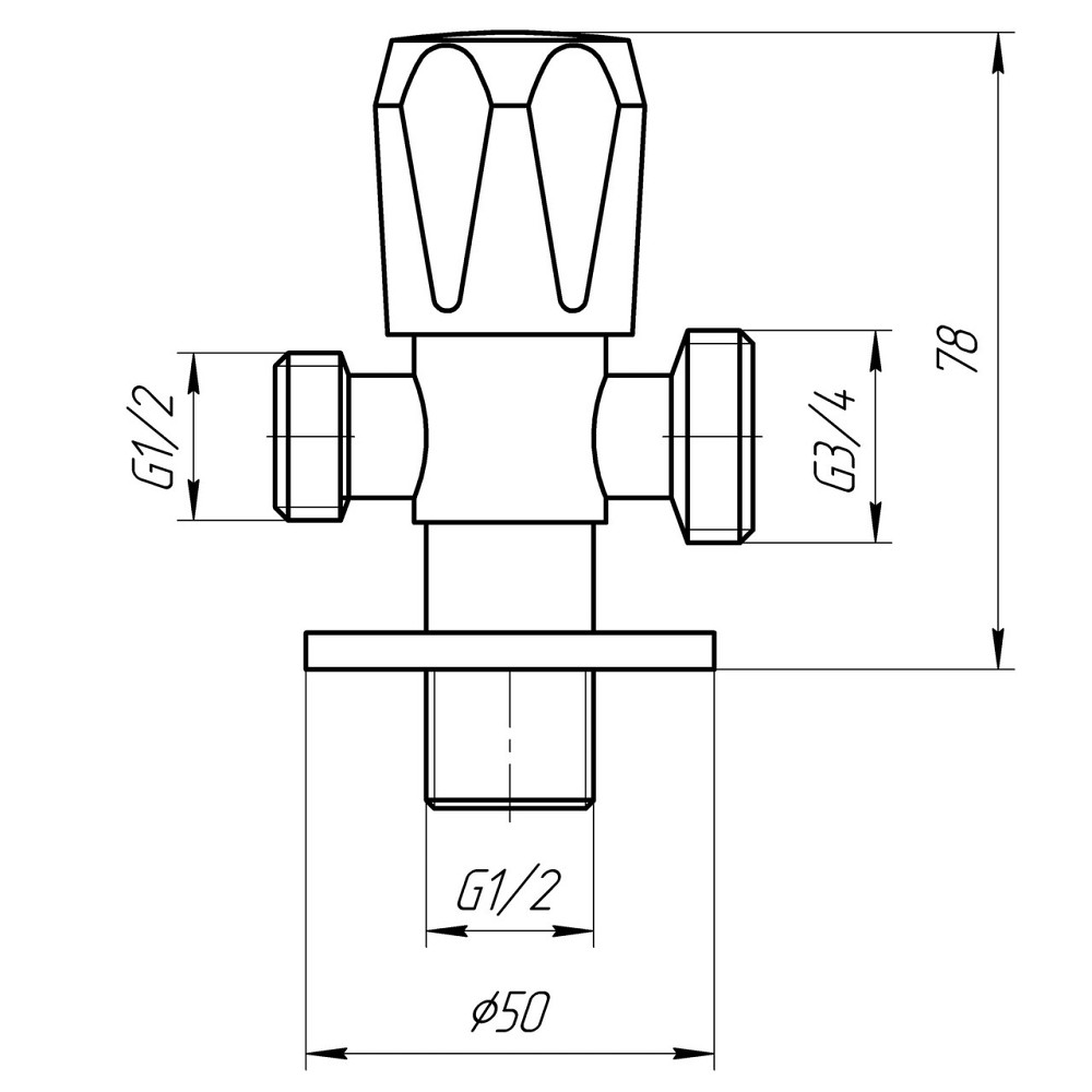 Кран вентильний кутовий Professional 1/2″X1/2″X3/4″ NV-QP555 Киев - изображение 4