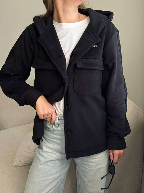 Жіноча стильна тепла сорочка з ґудзиками-поліс Чорний Одеса - фото 1