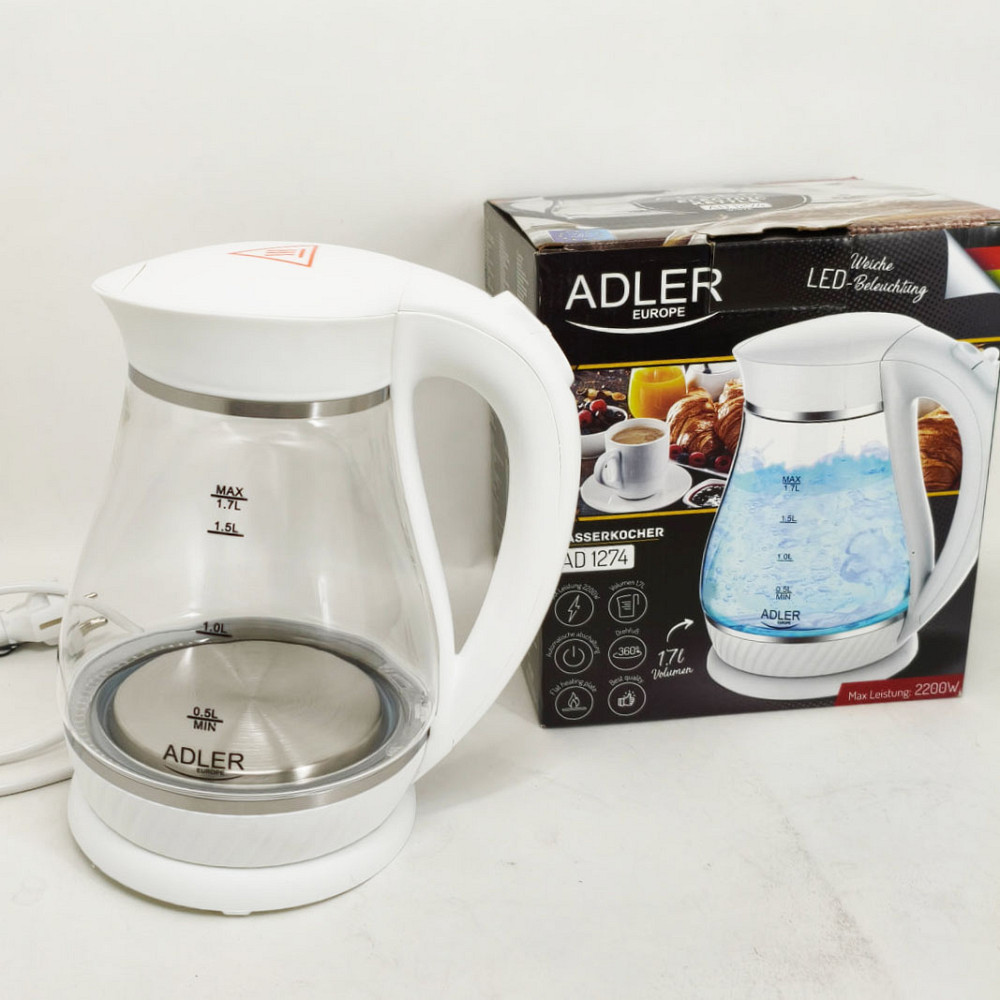 Електрочайник на кухню, Скляний електрочайник з вбудованим підсвічуванням, Побутовий чайник для кухні QN-10 Львів - фото 3