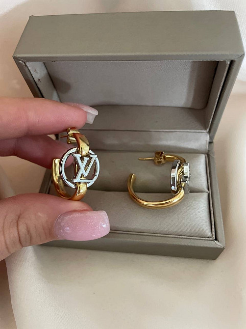 Сережки LV колечки покриття золото 18К Одеса - фото 5
