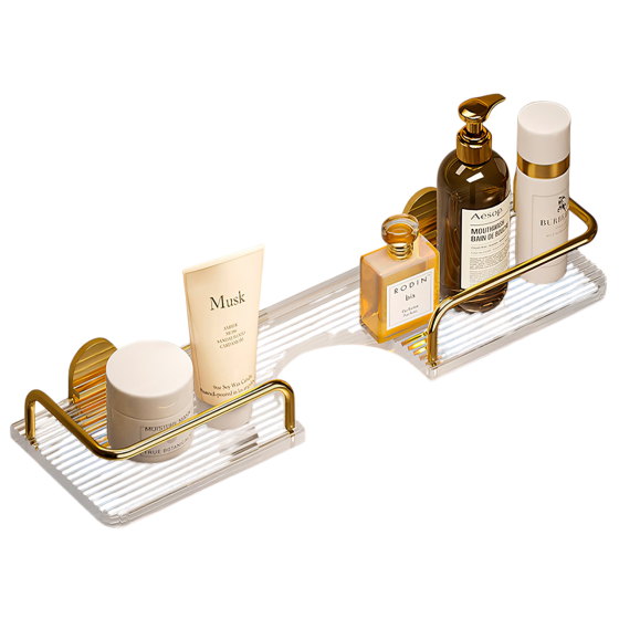 Акриловая настенная полка над раковиной для ванной и кухни, навесная полка 40×10см, цвет золотой Каменец-Подольский