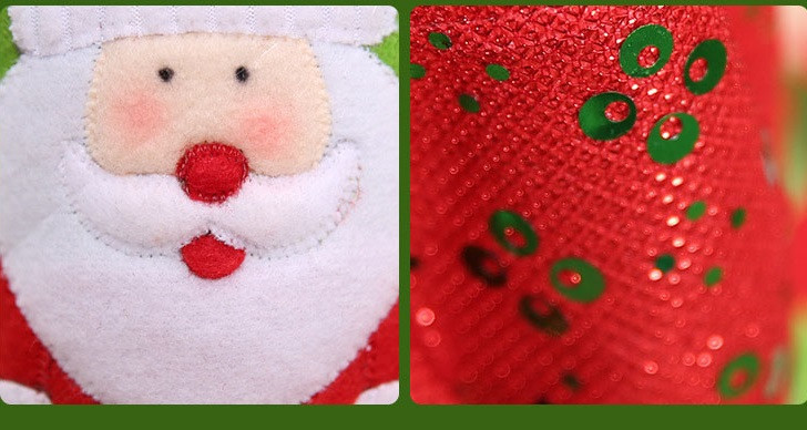 Чехол на бутылку новогодний с пайетками Дед Мороз 32 на 13 см разноцветный Киев - изображение 2