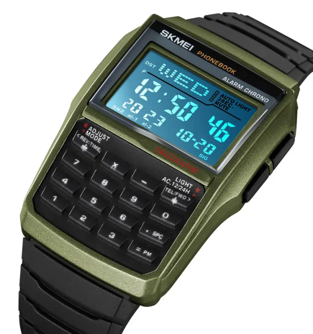 Мужские наручные часы с калькулятором Skmei 2255 (Зеленые) Винница - изображение 5