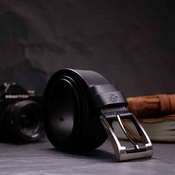 Цікавий ремінь під джинси з натуральної шкіри Чорний (GRANDE PELLE) Київ