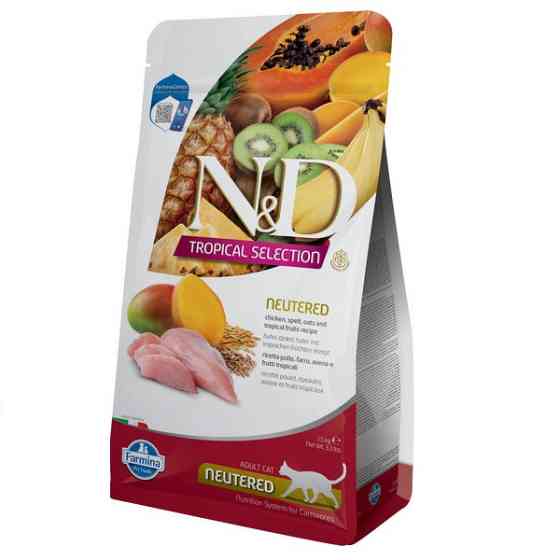 Сухий низькозерновий корм Farmina N&D Tropical Selection для стерилізованих дорослих котів, курка з тропічними фруктами, 1,5 кг Київ