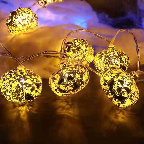 Гирлянда на Хэллоуин Тыквы 150 см 10 led 55 мм золотистый Киев