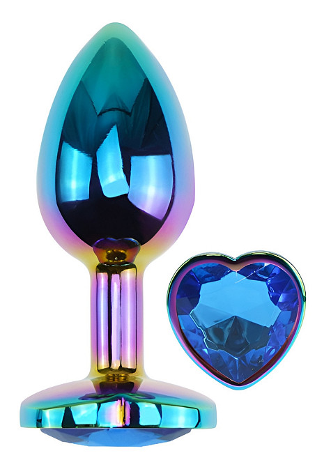 Анальна пробка з кристалом EGZO - Multicolor Heart Plug Blue size M Sex Aura Київ - фото 2