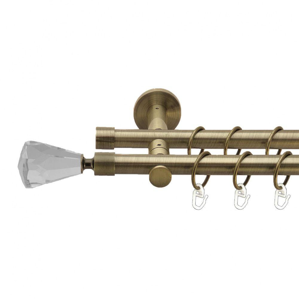 Карниз Orvit Лучетта металевий дворядний реверсивний гладка труба кільце металеве Антик 19\19 мм 240 см (00-00013374) Львів - фото 1