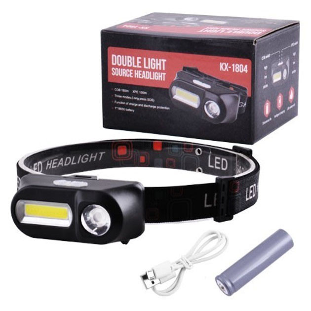 Ліхтар на голову для туристів 1804-XPE+COB, Налобний ліхтарик з захистом від вологи CH-39 Львів - фото 3