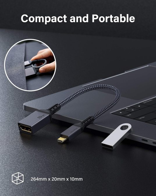 Адаптер Maxonar USB C на DisplayPort 8K@60Hz DP1.4 4K@60Hz/144Hz/120Hz 5K@60Hz 2K@240Hz Адаптер Thunderbolt 3 на DisplayPort HBR3 Київ - фото 6