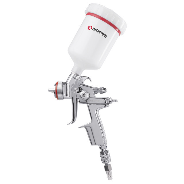 Фарбопульт пневматичний HVLP II, професійний, форсунка: 1,4 мм, верхній пластиковий бачок: 600 мл, 2 бар INTERTOOL PT-0100 Київ - фото 14