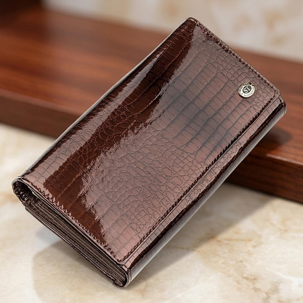Гаманець жіночий ST Leather 18431 (S9001A) лакована шкіра Коричневий Київ - фото 8