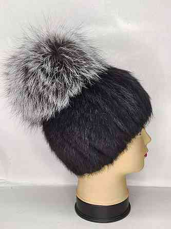 Шапка хутряна жіноча з бубоном Жасмін Чорний Харків