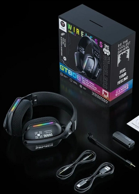 Беспроводные игровые наушники Onikuma GT808 RGB Bluetooth / 2.4G / AUX Харьков - изображение 5
