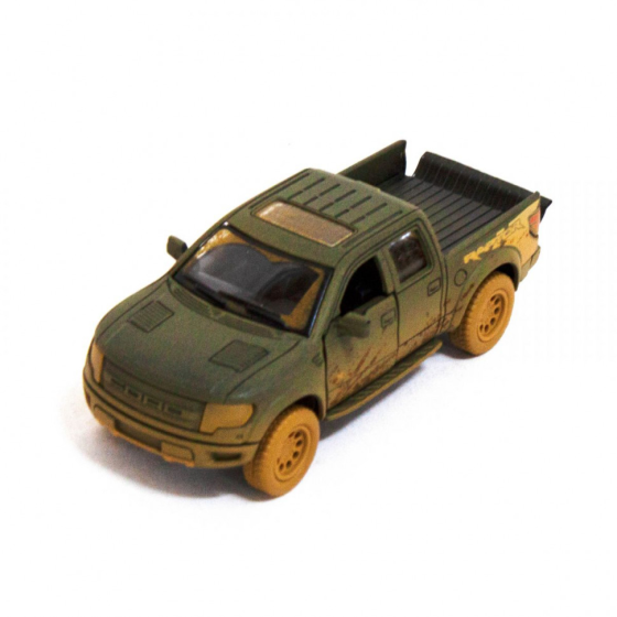 Детская модель машинки пикап Ford F-150 SVT Raptor-Supercrew Muddy Kinsmart KT5365WY инерционная, 1:46 Dark-Green Винница
