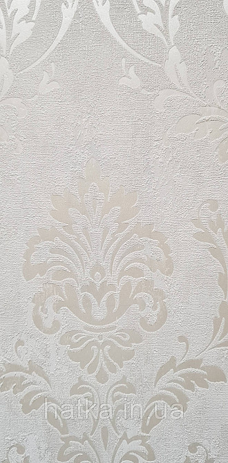 Шпалери вінілові на флізеліні Grandeco Universe 5 вензелю завитки сріблясті на білому Київ - фото 2