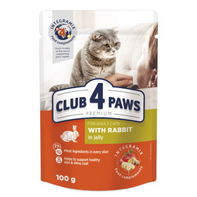 Влажный корм для кошек Club 4 Paws в желе с кроликом 100 г (4820083908903) Винница - изображение 1
