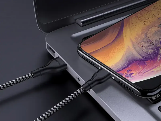 Кабель USB - Lightning Borofone 1м 2.4А швидка зарядка для iPhone iPad нейлоновий шнур із захисним чіпом Одеса