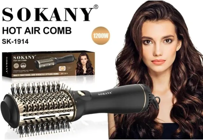 Фен-щетка Sokany SK-1914 1200 Вт, мотор DC365, ионная функция, прохладный обдув, поворотный шнур 360 Одесса - изображение 1