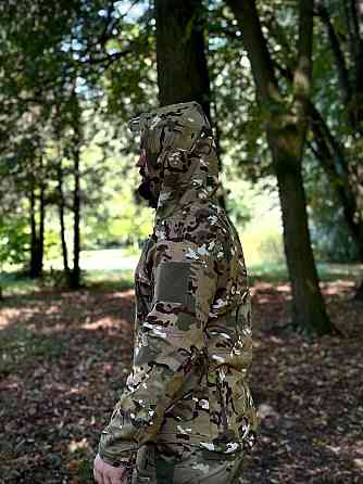 Чоловіча армійська демісезонна куртка мультикам Soft Shell, військова куртка на флісі з капюшоном Львів