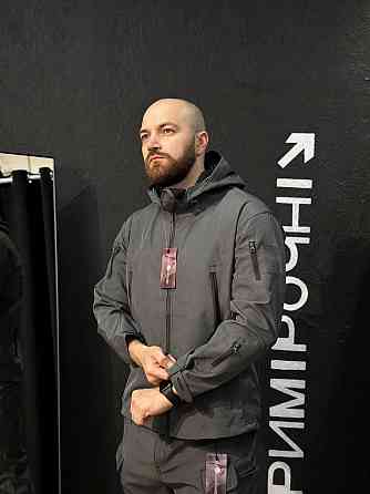 Сірий тактичний костюм софтшел чоловічий легкий без утеплення для служби та активного використання Львів