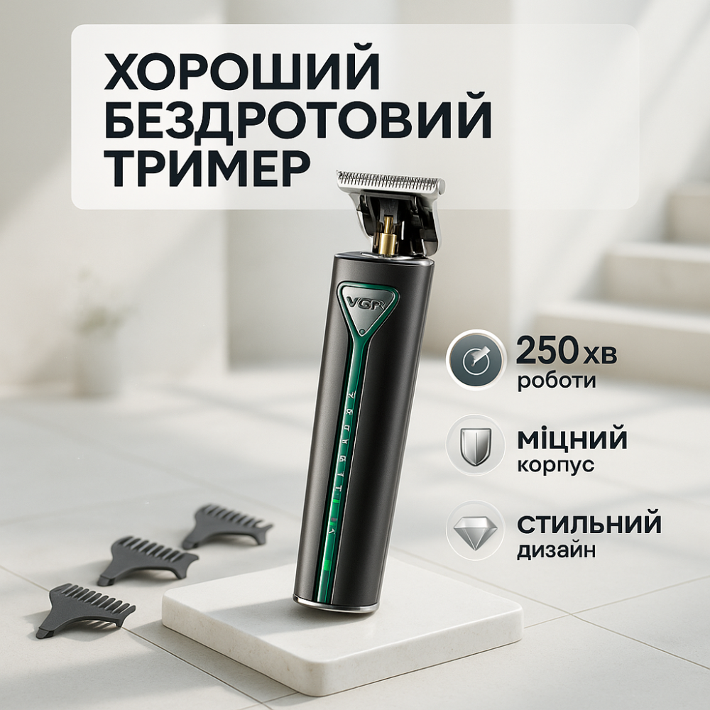 Машинка для стрижки від акб VGR, Машинка для стрижки акумуляторна з керамічними ножами GM-94 Київ - фото 19