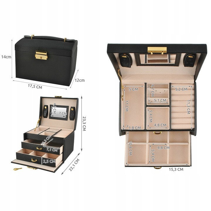 Скринька - футляр для зберігання прикрас з ключем Beautylushh (6348) Black Нововолинськ - фото 7