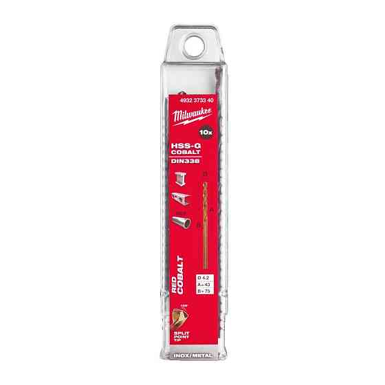 Свердло по металу HSS-Co MILWAUKEE DIN338, діаметр 4,2мм, (10шт) пластикова коробка Одесса
