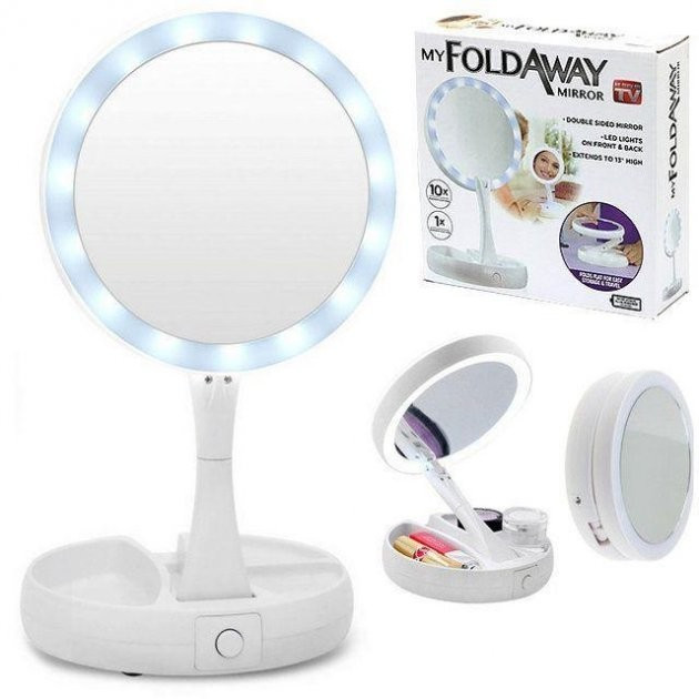 Складное зеркало для макияжа с Led подсветкой увеличение 10x My Fold Away Mirror Киев - изображение 1